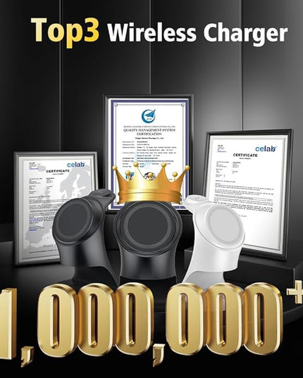 Wireless Charger,3 in 1 Magnetic Wireless Charger Stand, Fast Wireless Charging Dock for iPhone17/16/15/14/13/12 Series, Apple Watch Series, AirPods Pro.