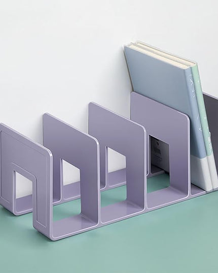 2PCS Acrylic File Organizer for Desk, Desktop Document/Mail Organizer, 4 Compartments Plastics Invisible Bookshelf Floating (12.5" x 5.7" x 5", Purple)