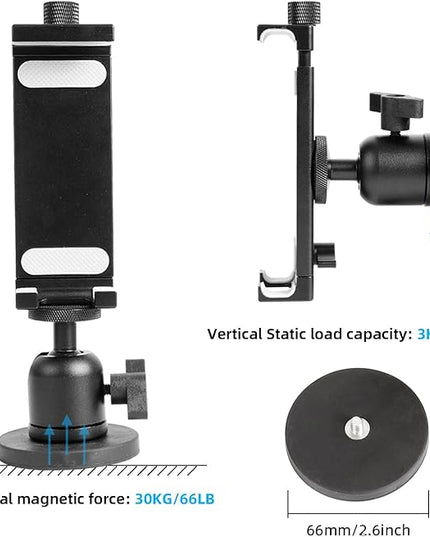 Aluminum Magnetic Tablet Holder Mount for iPad Stand, Fits Metal Surfaces | Universal Stand for Fridge, Vehicle, Cabinet, Whiteboard | Compatible with 4.7-15 inch iPad, e-Readers and Smartphones