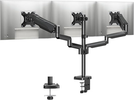 MOUNTUP Triple Monitor Stand Mount - 3 Monitors Desk Mount for Computer Screens Up to 27 inch, Triple Monitor Arm, Heavy Duty Monitors Stand, Each Arm Holds 4.4-19.8 lbs, Black