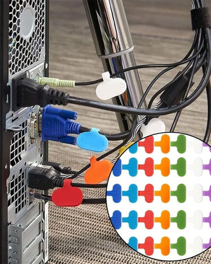 40Pcs Multi Color Cable Labels Tags, Waterproof Writable Cord Labels with Self-Adhesive for Electronics, Computer & Industrial Cable Management(2.4" x 1.5")