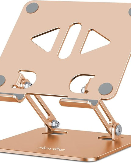Tablet Stand Holder for Desk Adjustable Tablet Holder, Foldable Aluminum Desktop Tablet Holder for iPad Samsung Galaxy Tabs Amazon Kindle Fire,All Tablets 4-12 inch, Gold