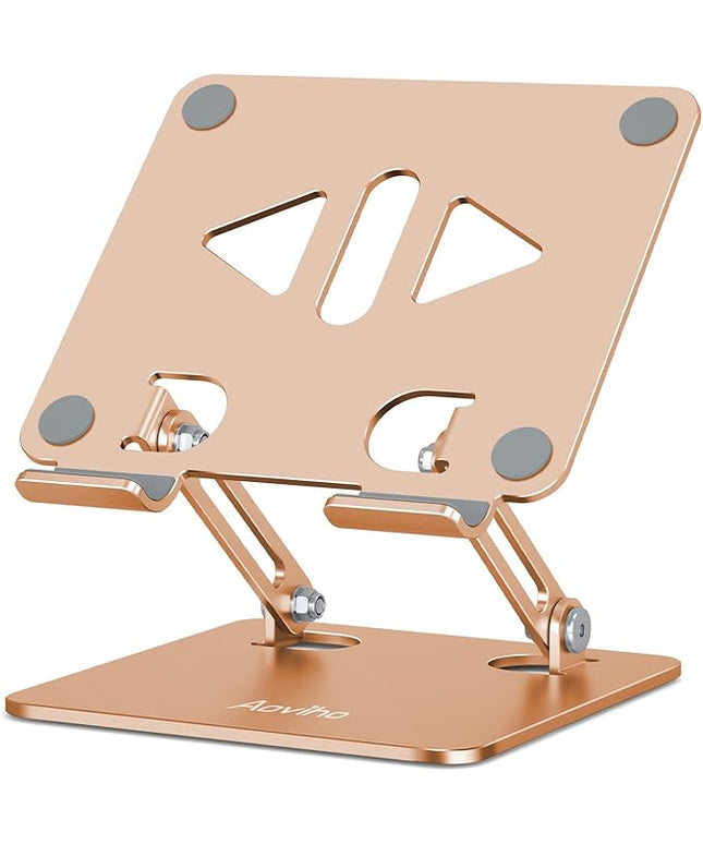 Tablet Stand Holder for Desk Adjustable Tablet Holder, Foldable Aluminum Desktop Tablet Holder for iPad Samsung Galaxy Tabs Amazon Kindle Fire,All Tablets 4-12 inch, Gold