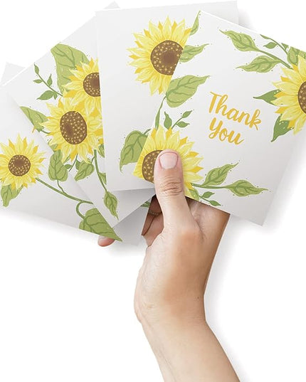 Twigs Paper Thank You Card Set - 12 Assorted Greeting Cards For All Occasions - Thank You Cards with Envelopes - Appreciation Cards - Eco Friendly - Made In USA - 5.5 x 4.25 Inch Size - Sunflower