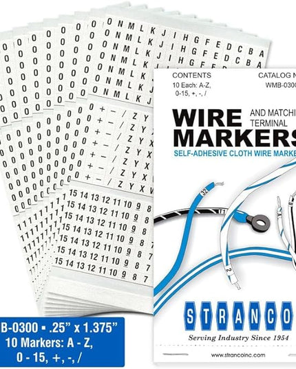 Premium Wire Marker Book for Cable Management, Vinyl-Coated, High-Tack Adhesive, Electric Panel Wire Label Stickers - 10 Pages Per Book