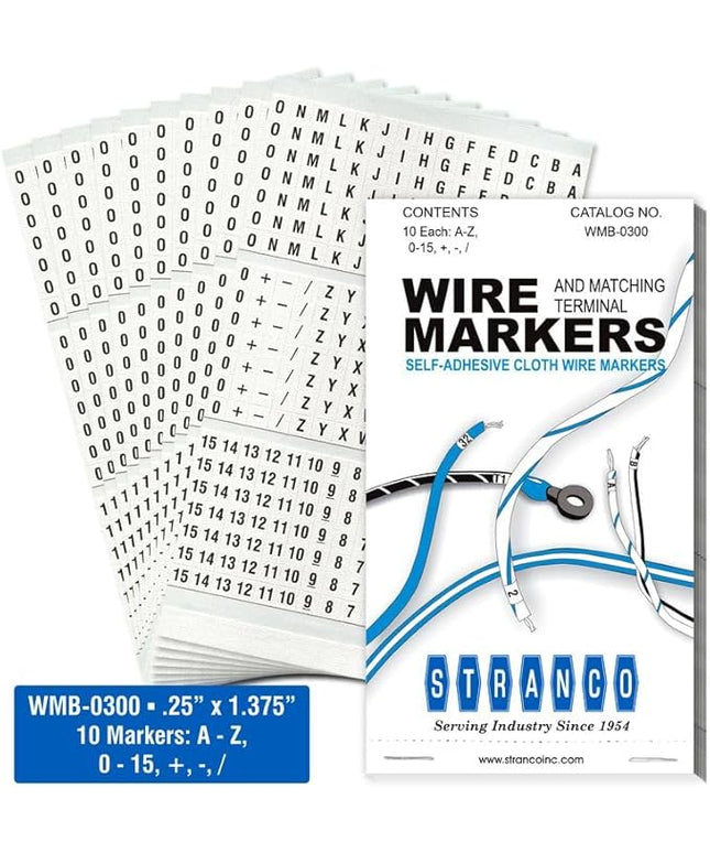 Premium Wire Marker Book for Cable Management, Vinyl-Coated, High-Tack Adhesive, Electric Panel Wire Label Stickers - 10 Pages Per Book