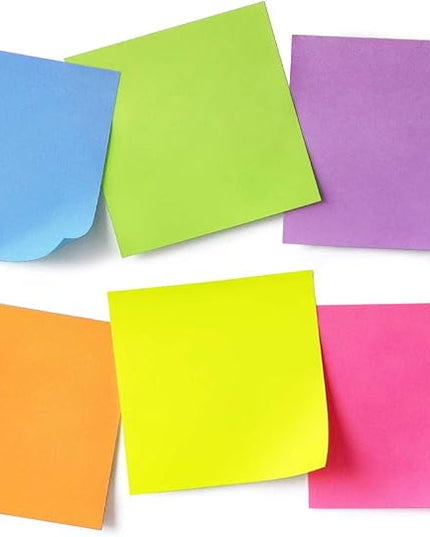 Sticky Notes 3x3 Self-Stick Notes Pads with 6 Bright Colors, Easy to Post for Office, School, Home, 6 Pads/Pack, 100 Sheets/Pad(Standard)