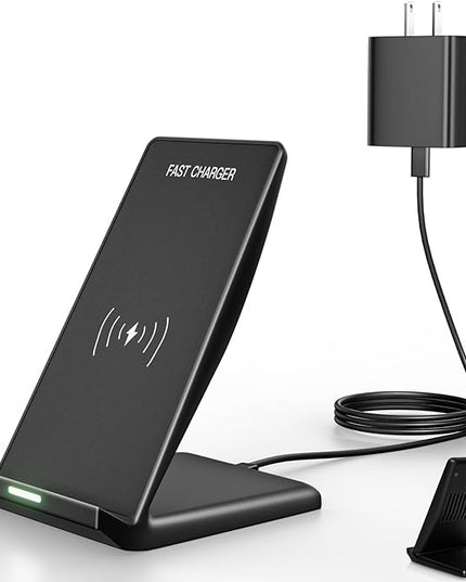 Wireless Charger Stand, 15W Fast Phone Wireless Charging Stand Station with 20W USB C Brick for Samsung W26/S25 Ultra/S24+/S23/S22+/S21, iPhone Air/17 Pro Max/16/15/14/13/12 with Sleep-Friendly Light