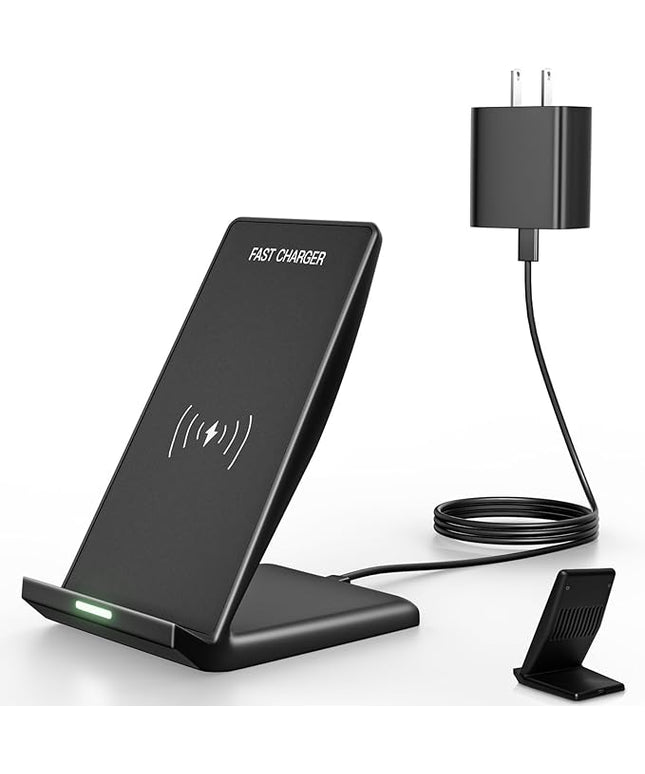 Wireless Charger Stand, 15W Fast Phone Wireless Charging Stand Station with 20W USB C Brick for Samsung W26/S25 Ultra/S24+/S23/S22+/S21, iPhone Air/17 Pro Max/16/15/14/13/12 with Sleep-Friendly Light