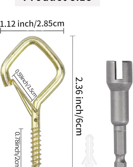 100 PCS Gold Eye Screw Hooks for Hanging Heavy Duty with Safety Buckle.Metal Ceiling Hooks for Hanging Plants Cup Wind Chime Bird Feeders Patio Lights at Indoor&Outdoor