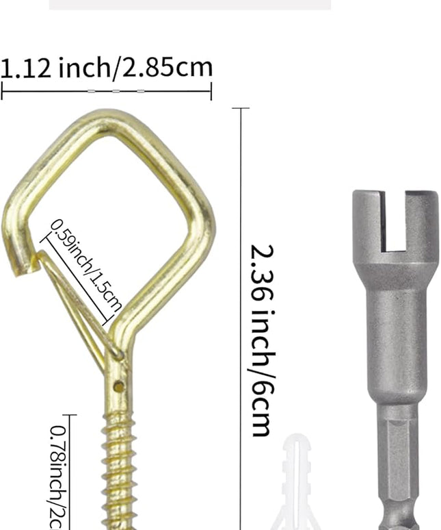 Sexoeie 50 PCS Gold Eye Screw Hooks for Hanging Heavy Duty with Safety Buckle.Metal Ceiling Hooks for Hanging Plants Cup Wind Chime Bird Feeders Patio Lights at Indoor&Outdoor