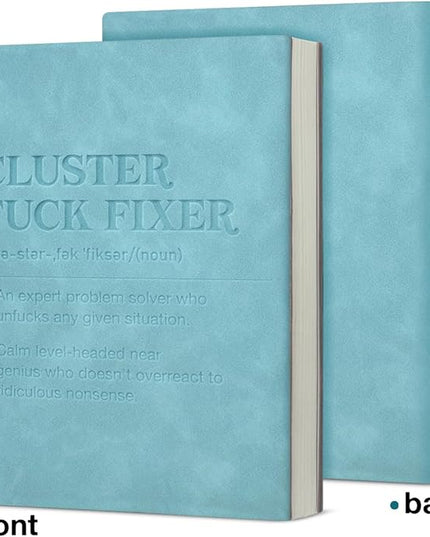 Funny Office Notebook Gifts for Coworkers Boss Manager Mentor Leader, Cluster Fixer Definition Leather Journal Notebook
