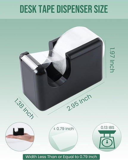 Lichamp 10 Pack Office Desktop Tape Dispenser Includes 10 Rolls of 1 Inch Core Tapes 3/4 in x 1000 in, Red and Black Desk Tape Dispensers Non-Skid Base, Great for School, Office and Home