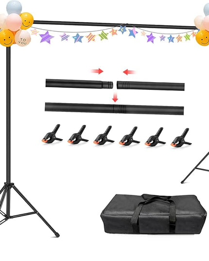 Hemmotop Photo Backdrop Stand, 10x7ft (WxH) Background Stand for Photoshoot, Backdrops Support kit with Carry Bag for Parties, Photography, Projector Screen, Wedding, Decoration, Balloons