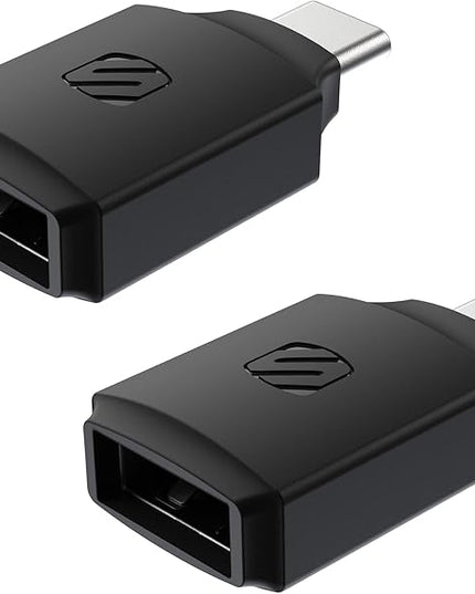 Scosche CAA2PK-SP Strikeline USB Type-A to USB Type-C Adapter 2-Pack – Black