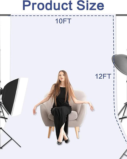 GFCC 10x12FT White Backdrop Background - for Photography Photo Booth Backdrop for Photoshoot Background Screen Video Recording Parties Curtain