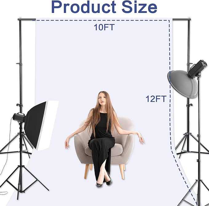 GFCC 10x12FT White Backdrop Background - for Photography Photo Booth Backdrop for Photoshoot Background Screen Video Recording Parties Curtain