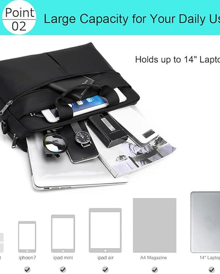 zhongningyifeng Laptop Bag 14 Inch, Slim Computer Bag for Men Women, Messenger Shoulder Bag, Lightweight Office Work Business Bag