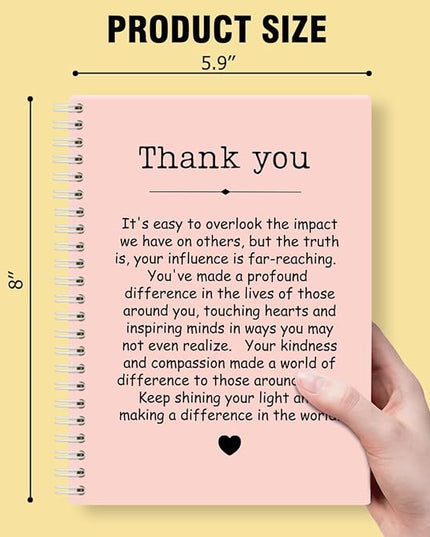 Thank You Pink Hardcover 160 Pages Spiral Notebooks, Funny Thank You Gifts for Women Men Coworkers Leader Mentor, Appreciation Gifts for Employees, Thanksgiving Gifts for Colleagues Leaders