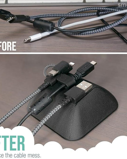 Smartish® Magnetic Cord Holder - Cable Wrangler Organizer Stocking Stuffer with Magnet Clips for Charger Management on Desktop, Nightstand for USB-C + Lightning - Black Tie Affair