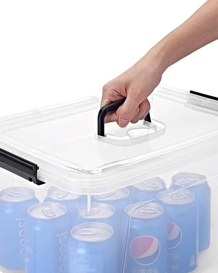 19 Quart Plastic Storage Bins with Lids, 6-Pack Stackable Clear Storage Organizing Box with Handle