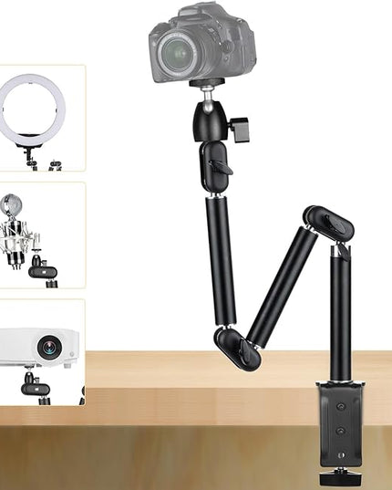TARION Overhead Camera Desk Mount - 360° Flexible Articulating Arm with 3/8'' Screw and 1/4'' Screw Ballhead for DSLR SLR Mirrorless Cameras Projector Ring Light TKA01-M