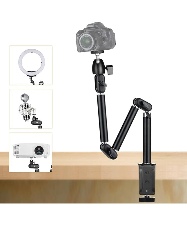 TARION Overhead Camera Desk Mount - 360° Flexible Articulating Arm with 3/8'' Screw and 1/4'' Screw Ballhead for DSLR SLR Mirrorless Cameras Projector Ring Light TKA01-M