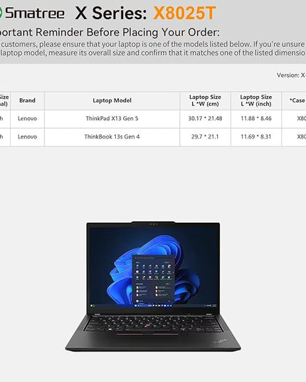 Smatree Hard EVA Protective Sleeve Case Compatible for 13 inch Lenovo ThinkBook 13s Gen 4 Laptop, for 13 inch Lenovo ThinkPad X13 Gen 5 Laptop Notebook Bag (X8025T)