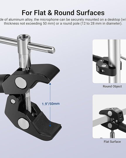 NEEWER Desktop Microphone Stand with Flexible Arm, Adjustable Desk Mic Clamp Holder Mount with Clip & 1/4" to 5/8" Adapter Compatible with Shure Razer Seiren Mini Audio Technica AT2020, MS042