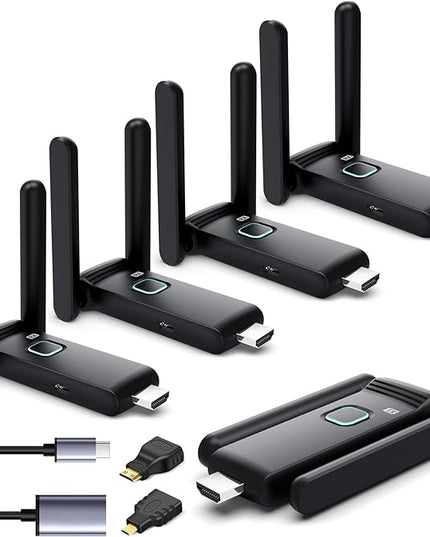 Wireless HDMI 4 Receivers and Transmitter,Up to 6 RXs,No Hot,Extender Plug and Play,165FT/50M,2.4/5G Wirelessly Simultaneous Expansion for Multiple Screens from Laptop and Camera to TVs,Projectors