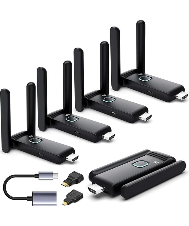 Wireless HDMI 4 Receivers and Transmitter,Up to 6 RXs,No Hot,Extender Plug and Play,165FT/50M,2.4/5G Wirelessly Simultaneous Expansion for Multiple Screens from Laptop and Camera to TVs,Projectors