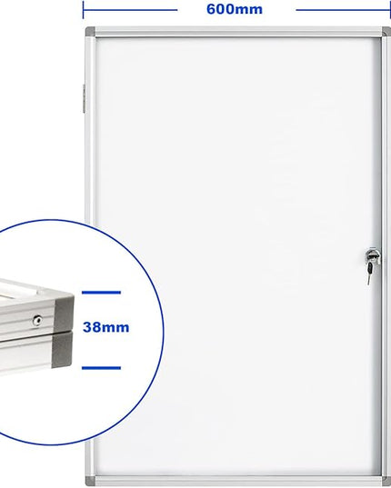 BIBOC 36x24 Inches Lockable Bulletin Boards White Board Frame Enclosed Display Case,with Magnets,for School Message Notice Whiteboard