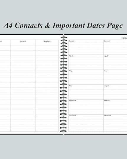 Daily Planner Undated - A4 To Do List Notebook Hourly Schedules, Spiral Appointment Planner for Women and Men,PVC Hardcover, Inner Pocket, Elastic Closure, 8.5" x 11", Black