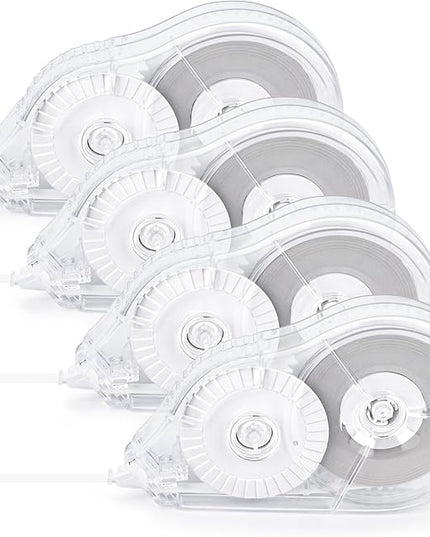 JEFURE 4 Pcs Correction Tape, 98.43 Ft White Wrong Out Tear-Resistant Bulk, Instant Corrections Easy To Use Applicator for School, Office, Note Taking, Journal (Tape Width 0.2 in，Clear)