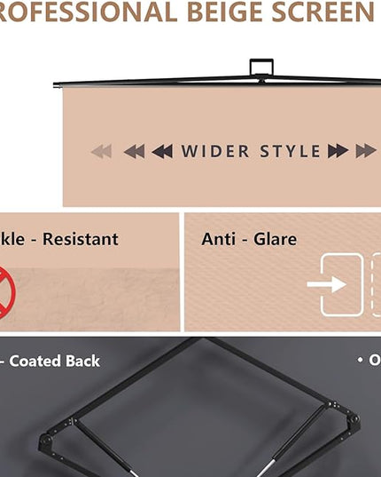 【Wider Style】 RAUBAY 78.7 x 82.7in Large Collapsible Beige Backdrop Screen Portable Retractable Panel Photo Nude Background with Stand for Video Conference, Photographic Studio, Streaming