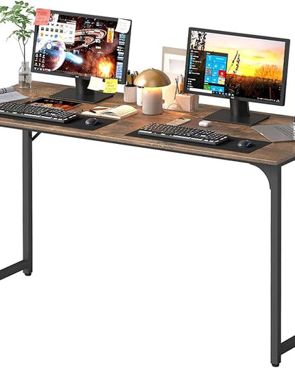 PayLessHere | 55 Inch Computer Desk | Vintage | Office Desk with Metal Frame, Adjustable Feet | Water-Resistant, Scratchproof Surface | Sturdy Writing Table for Home Office or Study | Pack of 1
