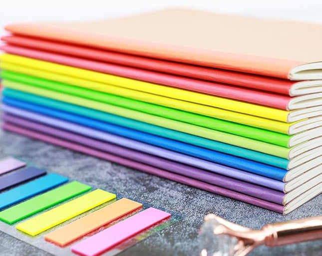 A5 Blank Notebook Bulk,48 pack Kraft Cover Blank Sketch Book Pad Travel Journals with Pastel Color Spine for Students Office, 60 Pages, 8.3”x 5.5”