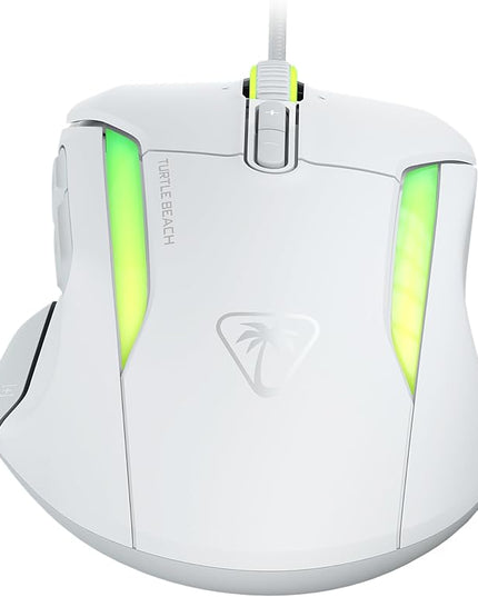 Turtle Beach Kone II Wired RGB Gaming Mouse, 26000 DPI Optical Sensor, 100M Click Life Optical Switches, 23 Customizable Inputs, Ergonomic Design, 4D Scroll Wheel, Pure PTFE Glides – Arctic White