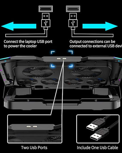 ICE COOREL Gaming Laptop Cooling Pad 15-17.3 Inch, Laptop Fan with 6 RGB Cooling Fans, Laptop Cooling Stand with 6 Height Adjustable, Laptop Cooler with LCD Screen, 2 USB Ports, Phone Stand