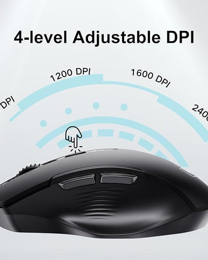 Uineer Wireless Mouse,Upgraded 2.4GHz Rechargeable (Battery Level Visible) Ergonomic Computer Mouse,4 Levels DPI, Wireless Mice for Laptop Computer(Matte Black)