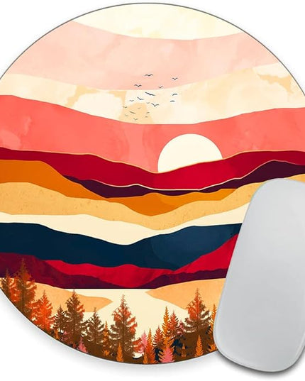 Mountain and Moon Round Mouse pad Customized Mousepad Non-Slip Rubber Base Mouse Pads for Computers Laptop Office Desk Accessories Mouse pad