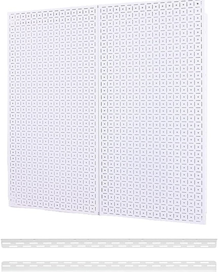 OmniWall Pegboard 2- Panel Side-By-Side Set 32-Inch Tall x 32-Inch Wide Metal Pegboard For Garage & Home Storage White