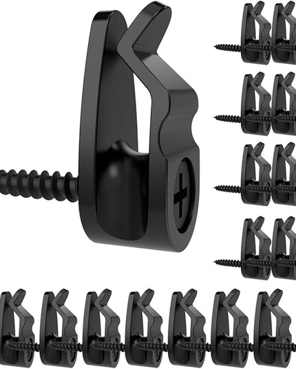 GEZIDEA String Light Hanger Hooks,Screw in Hooks for Hanging Christmas Light,Led Fairy Led Light Clips,Black,50 Pack (Small)