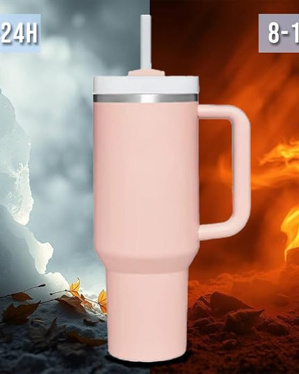 H&F Clicks Insulated Tumbler, Stainless Steel Tumbler with Leakproof Lid for Water, Coffee or Iced Tea. Cup Holder Compatible for Travel, BPA-Free Water Bottle, Vacuum Insulated Tumbler.