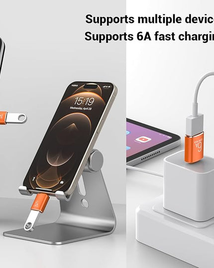 10-Pack 10Gbps/120W USB C to USB Adapter & C Male to 3.1 Female Charger,Compatible with MacBook Pro/Air, iPhone 17 16 15 Pro Max/15 Plus/14 13 12 Samsung Galaxy S25/S24/S23/S22(Orange)