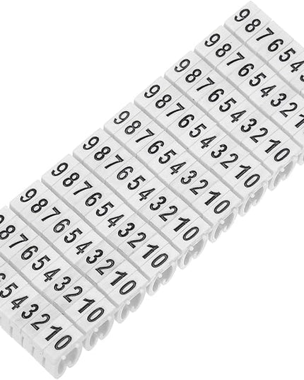 MECCANIXITY 100Pcs Wire Label, 0-9 Digital Cable Labels Tags M2-L Type Cable Numbers Markers for Identification Troubleshooting Maintenance of Wires, White