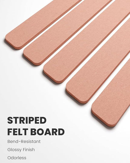Fluxynara Cork Board Alternative Felt Strip Board 5-Pack 13"x2", Office Pin Board with 35 Push Pins, Adhesive Install for Bedroom Door & Home Office(Pink)