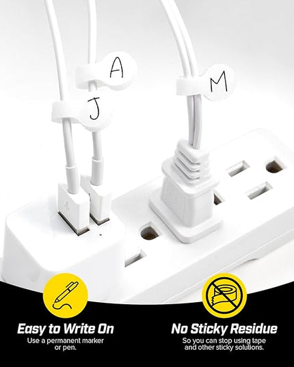 Wrap-It Storage Cable Labels, Mini, White (60 Pack) - Cord and Wire Tags for Cable Management and Organizer for Electronics, Computers and More
