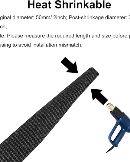 MECCANIXITY Braided Cable Sleeves Heat Shrinkable Fabric Sleeving, 2" 16ft Black 2:1 Ratio Heat Shrinkable Cord Protector for Harness Cable, Network Cable Protection, Cable Management