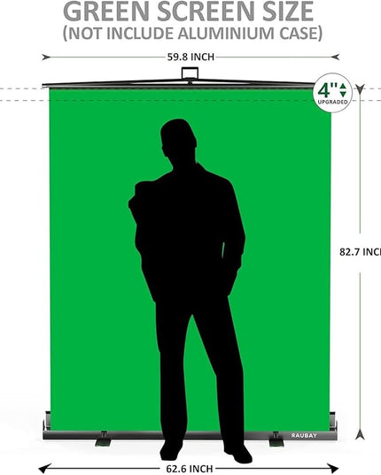 【Easy Set Up】 RAUBAY 59.8 x 82.7in Collapsible Green Screen Backdrop Portable Retractable Chroma Key Panel Photo Background with Stand for Video Conference, Photographic Studio, Streaming